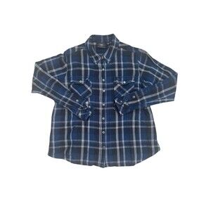 Harley Davidson Women's Mid Weight Plaid Flannel Shirt Blue Size XL